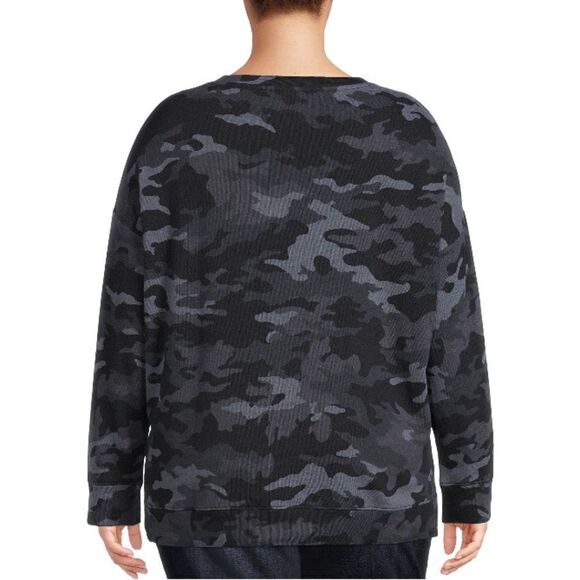 Women’s French Terry Comfy Camo Sweatshirt Top 2-Pack Size 0X (14W) - Picture 4 of 10